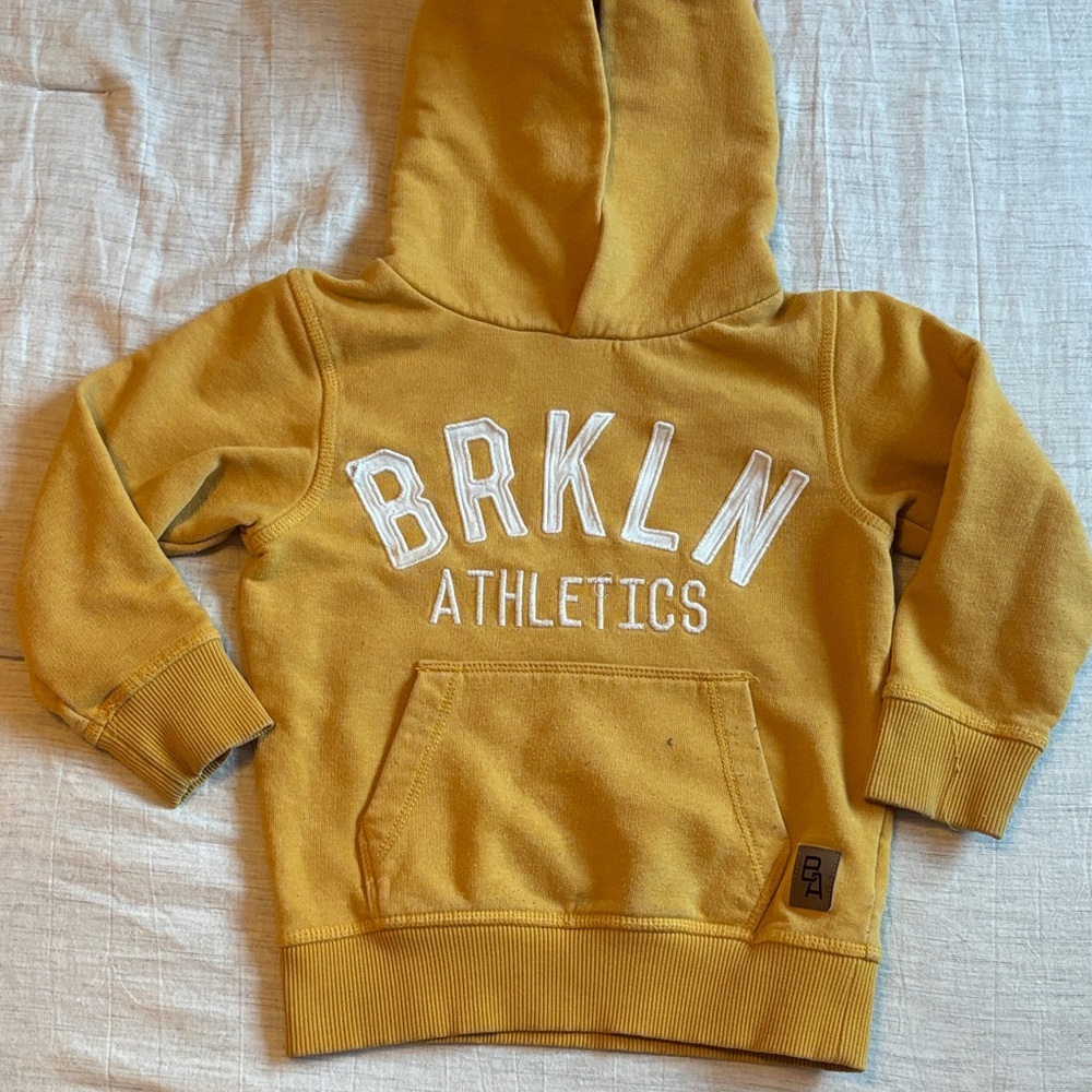 H&M Yellow BRKLN Athletics Kids Hoodie Size 2-4